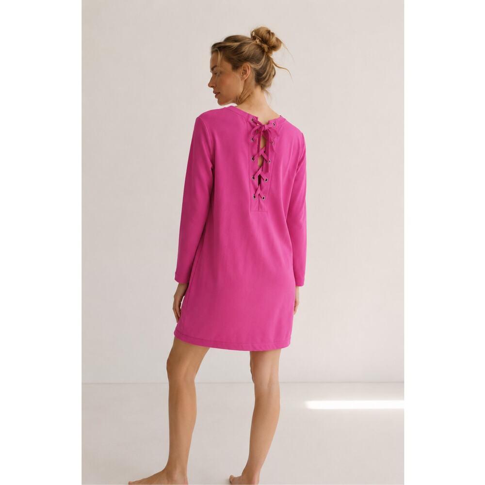 Massimo Fabbro Italy Bright Pink/Fuschia French Terry Beach Dress Cover-Up-Sz M